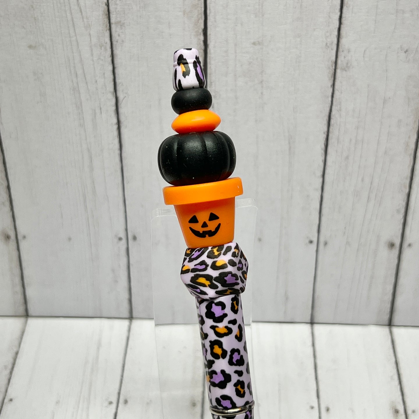 Jack O Potted Pumpkin Leopard Plastic Pen